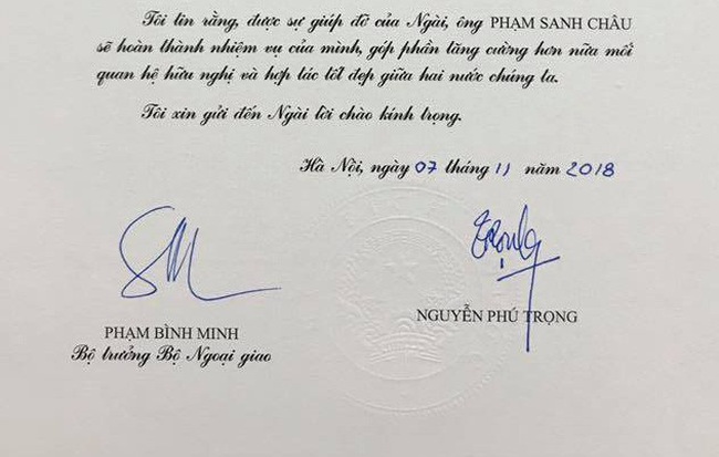 Đại sứ Việt Nam đầu tiên trình Quốc thư có chữ ký của Tổng Bí thư, Chủ tịch nước Nguyễn Phú Trọng