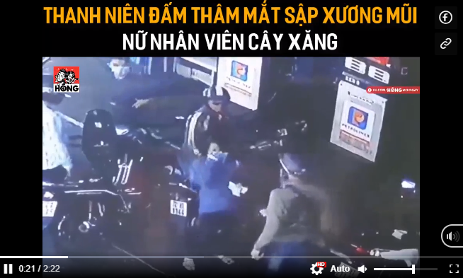 CLIP: Nữ nhân viên bị đấm thẳng mặt, sưng mũi và bầm tím mắt vì bơm tràn ít xăng ra ngoài