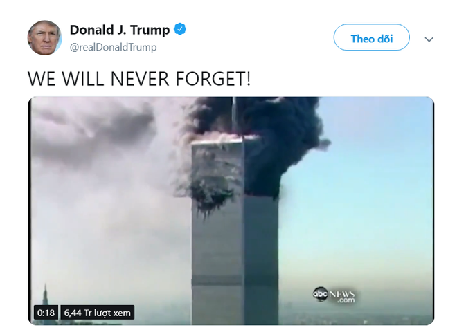 Ông Trump đăng nội dung chấn động về vụ 11/9: TNS Mỹ phản pháo, lo ngại cho tính mạng của người trong video