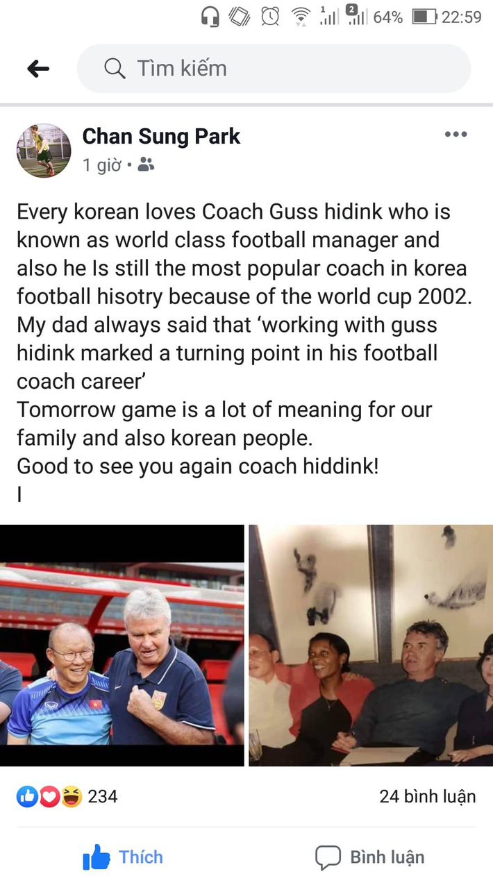 HLV Park Hang-seo bật khóc khi gặp lại sếp cũ Guus Hiddink