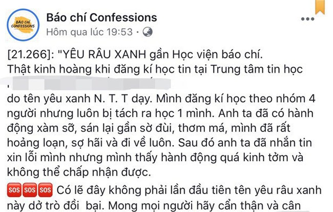 Xôn xao vụ việc "yêu râu xanh" dạy ở trung tâm Tin học gần trường Báo chí sàm sỡ hàng loạt nữ sinh