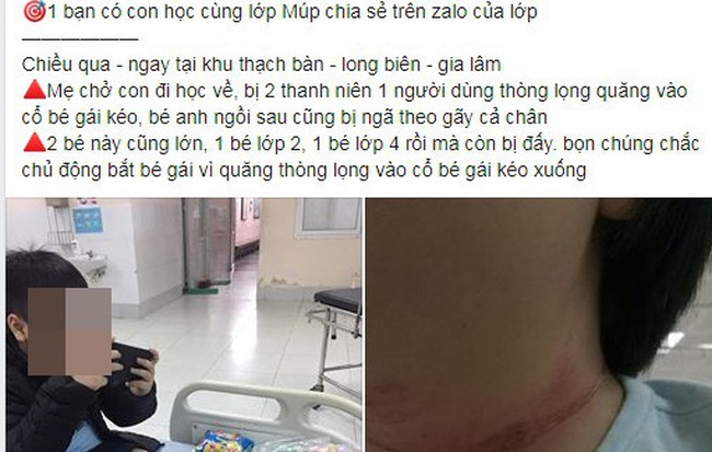 Chuyện bé gái đi cùng mẹ bị 2 thanh niên quăng thòng lọng vào cổ kéo đi lan truyền trên facebook... và sự thật